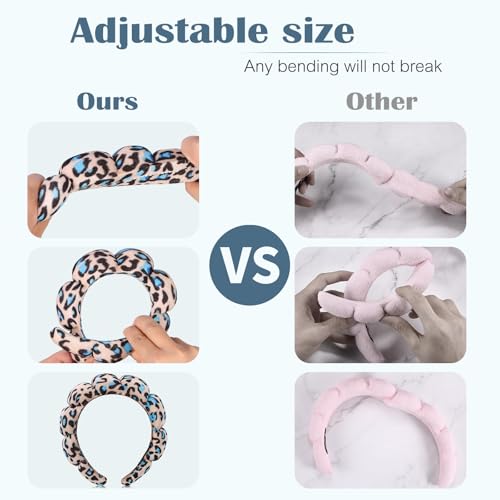 Ztomine Spa Headbands for Washing Face or Facial - Set of 2 Terry Cloth Headbands for Puffy Makeup, Mask, Skin Treatment - color: Leopard2-Leopard3