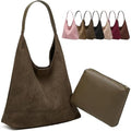 Large Work Tote Bags for Women, Boho Slouchy Suede Purses Handbags - color: Green