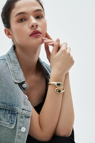 Chunky Gold Bracelet Trendy Gold Cuff Bracelets for Women Statement Silver Arm Cuffs Bangles Arm Punk Jewelry Accessories - style: Gold Bengals