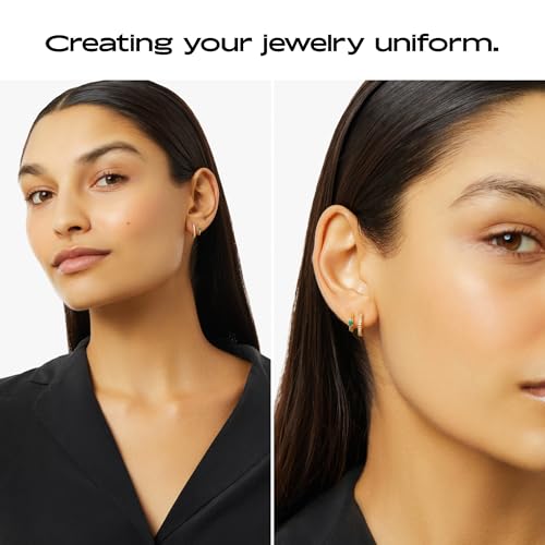 Ana Luisa Double Hoop Earrings for Women - 14K Gold Plated & Silver Rhodium Huggie Hoops - Hypoallergenic, Water-Resistant, Tarnish-Free, Small, Dainty & Trendy Two Hoop Earring Styles for Daily Wear - color: Gold & Malachite, size: Small
