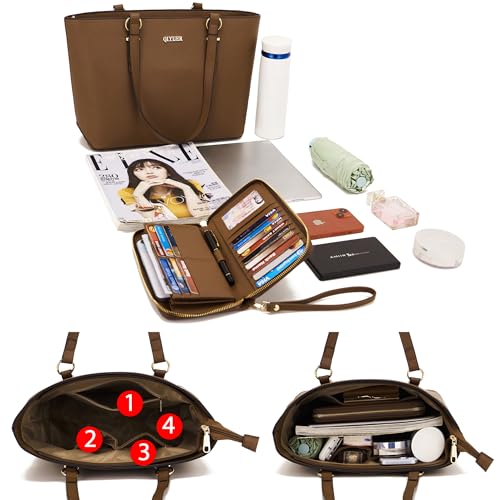Purses And Wallets Set For Women Work Tote Satchel Handbags Shoulder Bag Top Handle Totes Purse With Matching Wallet - color: A55-3pcs/Set Brown