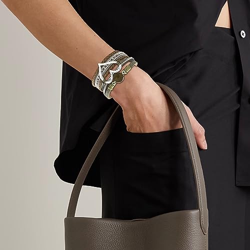 Long tiantian Boho Leather Wrap Bracelets Gifts Trendy Stuff Layered Bangles Bracelets for Women Modern Stackable Infinity Bracelets Bohemian Jewelry Gifts for Women Birthday Gifts - color: C7:Bangle Bracelets(brown)