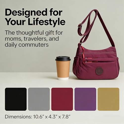 Solid Color Fashionable Multi-pocket Zipper Crossbody Bag for Women - Lightweight & Waterproof Shoulder Bag - color: Red