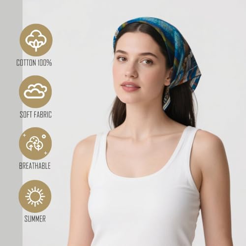 Large Cotton Bandana Lightweight Head Hair Scarf Headbands Wraps Cover Handkerchiefs for Women Men 25 x 25 inch - color: Rt16