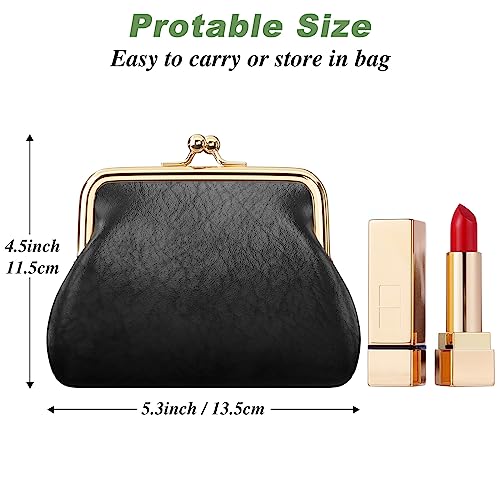 Coin Purse, Small PU Leather Change Purse, Coin Wallet with Clasp, Car Change Holder Pouch for Woman Men Kids Girls, Black - color: Black