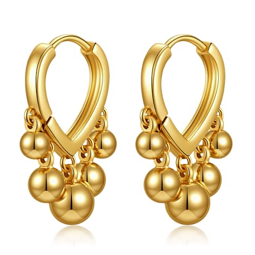 Huggie Earrings for Women 14K Gold Plated Earrings Dainty Statement Sterling Silver Cute Dangle Earring Hypoallergenic Huggie Hoop Earrings for Wome Trendy Prom Party Jewelry Gift - color: 1-Gold