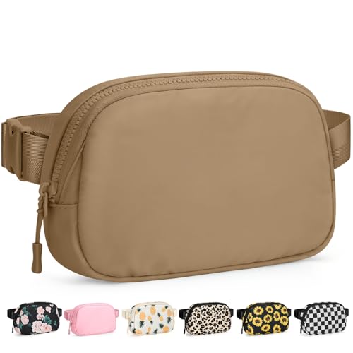 Pritent Fanny Packs for Women Cross Body Bag Waterproof Belt Bag with Adjustable Strap and Zipper Back Pocket Small Crossbody Bags Fashion Waist Packs for Workout Travelling(Khaki) - color: Khaki, size: Small