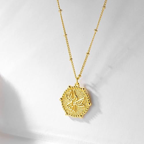Fettero Animal Necklaces for Women 14K Gold Plated Charm Snake Necklace Elephant Bird Cat Butterfly Pendant Cute Dainty Necklace Jewelry - style: A-Hummingbird