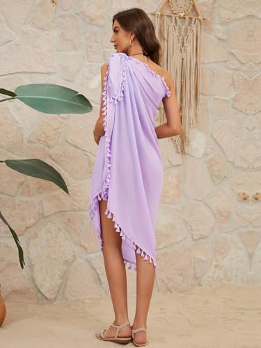 QIANXIZHAN Women's Swimsuit Cover Up,Beach Sarong Wrap Bottom Coverup for Women Short Skirt - color: Tassels Purple