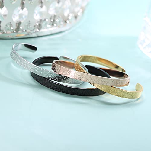 Qitian Islamic Jewelry Gifts for Women Allah Gold Bangles Bracelets Ayatul Kursi Arabic Cuff Bracelet for Women Men Islam Eid Ramadan New Year Gifts - color: D-Black-Thick - women