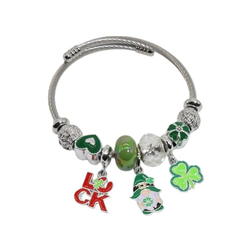 Silver Women Bracelets - Adjustable Charm Bracelets for Women Birthday Gifts Favors Titanium Steel Bracelet Bundle Jewelry Kit - color: S: St. Patrick’s Day
