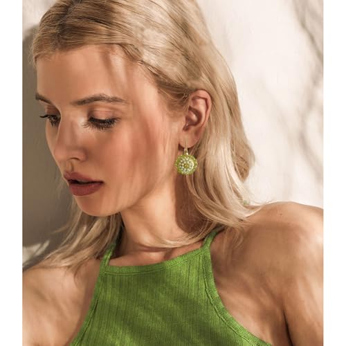 Bohemian Vintage Sliver Geometry Enamel Flower Lightweight Dangle Hoop Earrings Ethnic Handmade Circle Disc Teardrop Earrings For Women - color: Gold Green