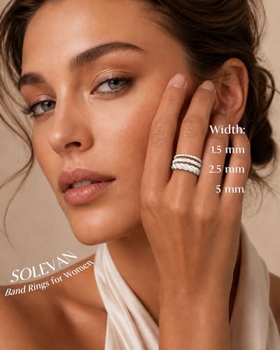 Silver Gold Rings for Women Non Tarnish 14K Gold Plated Stackable Rings for Women Stacking Thumb Pinky Eternity Cubic Zirconia Engagement Wedding Band Ring Set Woman Jewelry 1.5mm 2.5mm 5mm - color: E-Silver Twist Rings