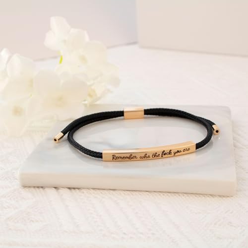LINY Inspirational Gifts for Women Men, Dont Let The Hard Days Win Gifts, Motivational Inspirational Tube Bracelets Friendship Birthday Meaningful Gift for Friends Female - color: Remember Who-Tube Black+Gold