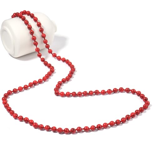 Beaded Necklace Hand Knotted for Woman - color: Red Turquoise