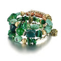 Women Beaded Bracelet Set | Colorful Boho Stackable Trendy Design with Crystal Accents Multilayer Bangle Bracelet | Fashion Stretch Braclets Jewelry for Women - color: Green.