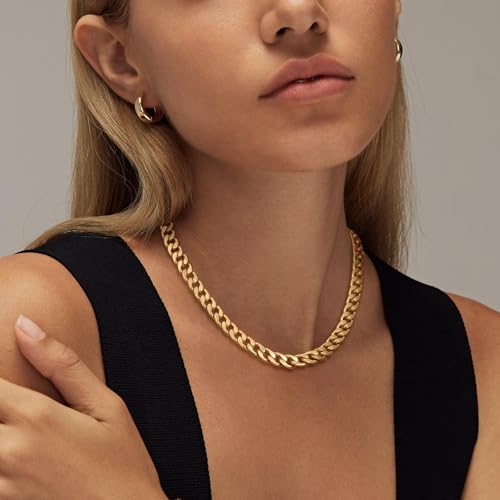 NECOCY 14K Gold Plated Layered Necklace for Women, Dainty Chain Necklace Stackable Trendy Cuban Link Rope Snake Chain Choker Simple Chunky Herringbone Necklace Stack Jewelry Set Gift for Women - style: Cuban Chain