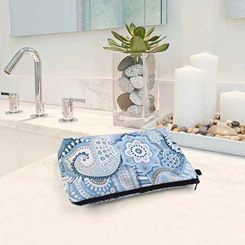 MAGEFY Makeup Bags for Women, Portable Travel Cosmetic Bag with Black Zipper Pouch Waterproof Makeup Pouch Multifunctional Small Bag for Women (1 pack, blue flower 0175) - color: blue flower 0175