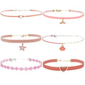 Nova&Aria Chokers Set For Women Heart Choker Necklaces Flower Pendant Velvet Cute Pink Turquoise Blue White Black Choker Necklace Christmas Colorful Lace Chokers - color: Pink-B