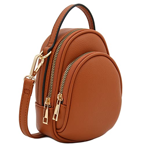 FashionPuzzle Two Compartment Mini Crossbody Bag | Two Compartment - color: Tan