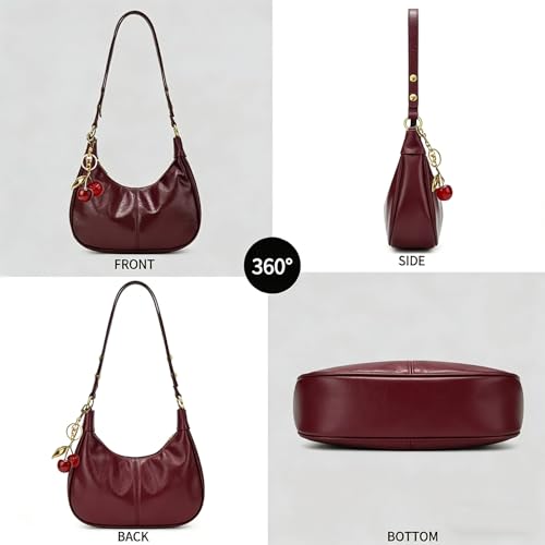 Small Hobo Bags Crescent Shaped Shoulder Bags for Women Mini Cherry Purse Fall Soft Crossbody Handbag 2025 - color: Wy26-28red