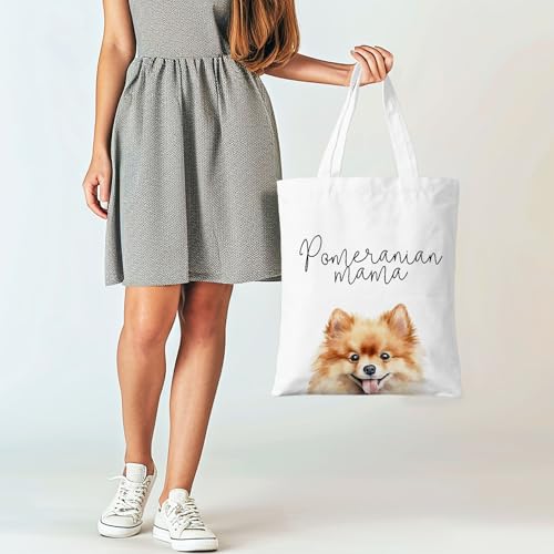 Dog Mama Canvas Tote Bag for Women, Dogs Lover Gift for Dog Mom, Birthday Christmas Cute Rottweiler Gifts For Women. - color: Pomeranian Mama (025)