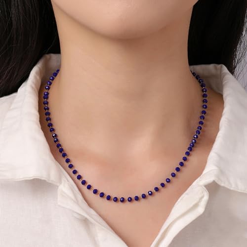 Beaded Choker Necklaces for Women 18k Gold Plated Dainty Gold Choker Necklaces for Women - style: sapphire choker