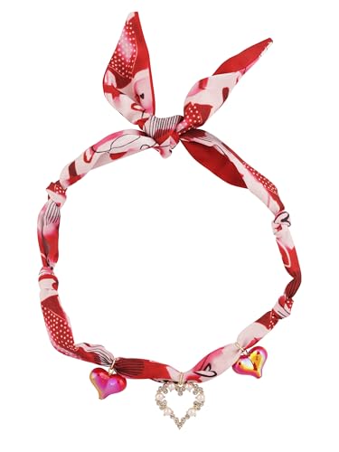 MINACHI Red Boho Charm Choker Necklace, Silk Cloth Band with Dangling Charms, Retro Festival Jewelry For Women - style: Necklace NECK.016