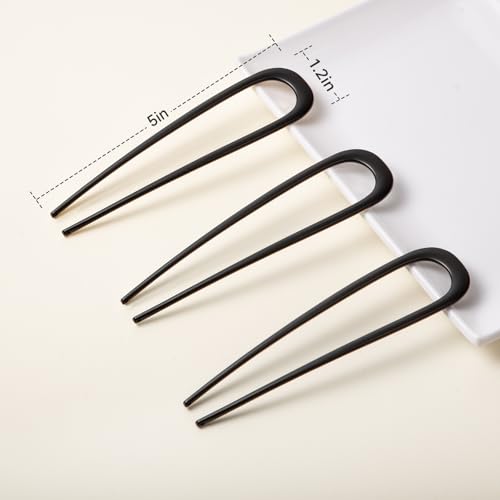 3 PCS French Hair Pins for Women, Metal Hair Pins for Buns, French Twist and Updos, Hair Accessories for Thick and Thin Hair, Black - color: Black