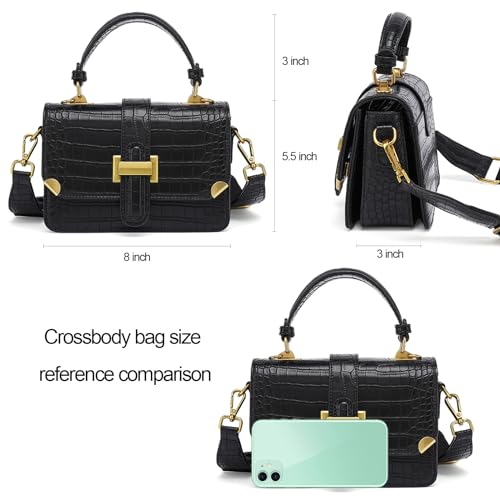 LL LOPPOP Women's Small Classy Crossbody Purse Top Handle Handbags Leather Satchel Bags for Women - color: A-black(2035)