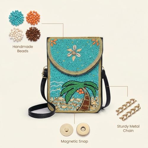 Small Crossbody Bags for Women Designer Cell Phone Bag Boho Shoulder Wallet Purse - color: Coconut Tree