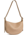 BOSTANTEN Purses for Women Crescent Crossbody Bag Vegan Leather Shoulder Hobo Handbag Adjustable Strap - color: Small Apricot