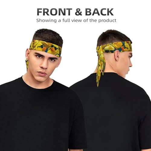 Sports Head Tie Westie Dogs Beach Summer Tropical Tie Sweatband Headband Men Women Elastic Bandana Adjustable Non-Slip Moisture Wicking for Running Football Yoga Workout Athletic Hair Ninja Head Band - color: Rubber Duck Painting