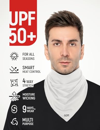 GOT Sports UPF 50+ Cooling Bandana for Men & Women - Thermoregulation, Moisture-Wicking, Sun Protection Bandana Neck Wraps - color: White