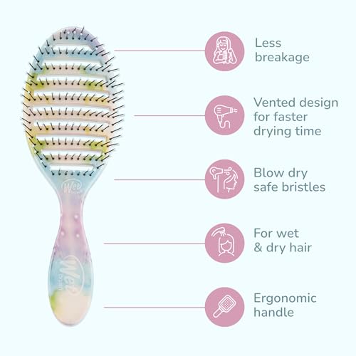 Wet Brush Speed Dry Hair Brush - Splatter (Color Wash) - Vented Design and Ultra Soft HeatFlex Bristles Are Blow Dry Safe With Ergonomic Handle Manages Tangle and Uncontrollable Hair - Pain-Free - color: Color Wash Splatter, size: 1 Count (Pack of 1)