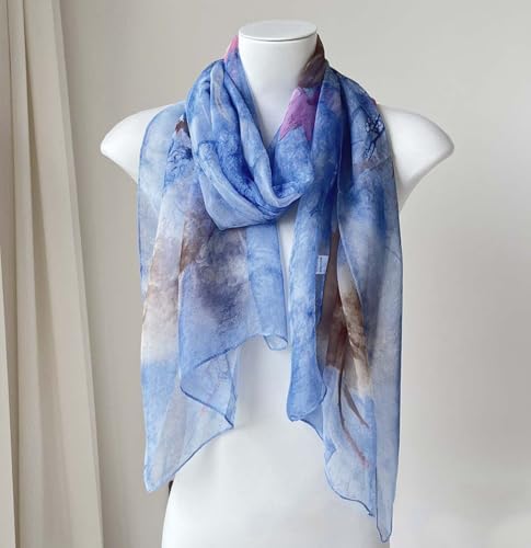 Xyueanlo Fashion Scarves for Women Lightweight Elegant Scarf Sunscreen Wraps Shawls - color: Blue