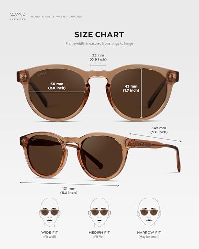 WearMe Pro Round Polarized Sunglasses for Women - Retro Classic UV400 Protection for Driving & Everyday Wear - color: Light Crystal Brown / Brown Lens