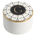 COLLECTIVE HOME - Monogram Jewelry Box, Bohemian Ceramic Trinket Box, Storage for Necklace Ring Bracelet Keys, Birthday Mother's Day Christmas Gift for Women, 3.25" x 2.5" (G) - color: G
