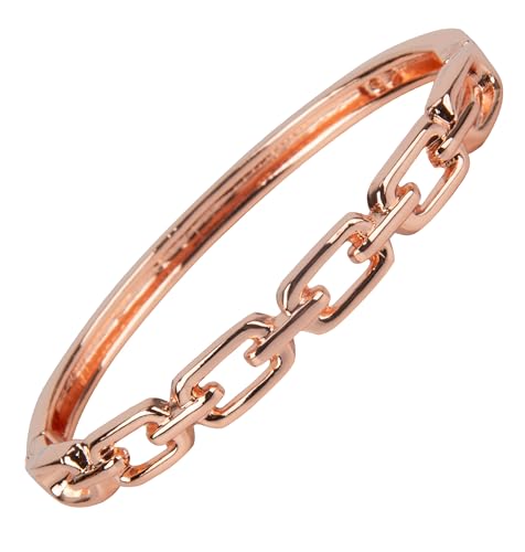 SPUNKYsoul Chain Link Buckle With Rhinestones Cuff Bracelet in Gold, Silver Rose Gold and Gun Metal for Women - style: "Lydia" Rose Gold Thin Link