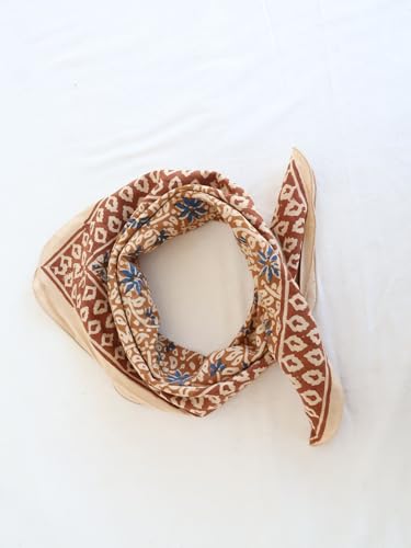 100% Handmade Organic Cotton Bandana – Soft Bohemian Print Head & Neck Scarf for Women – Sustainable Boho Style