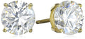 Amazon Essentials Plated Sterling Silver Cubic Zirconia Stud Earrings (Round & Princess) - color: White/Yellow Gold, size: 8 mm, style: Round Cut