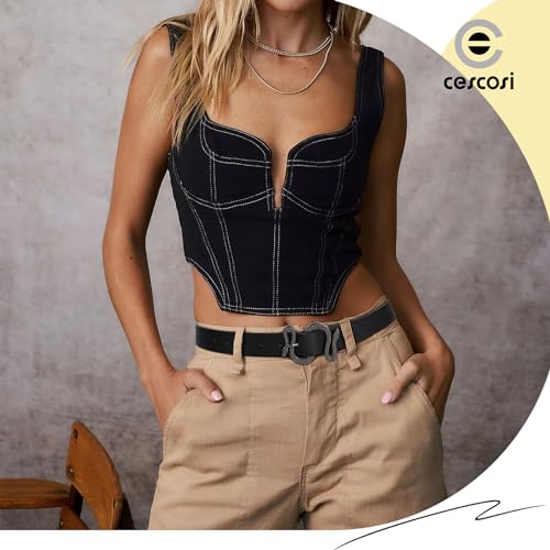Women Leather Belt with Snake Buckle Fashion Women Belt for Jeans Pants Dresses - color: B-black, size: Fit Size 25"-30"