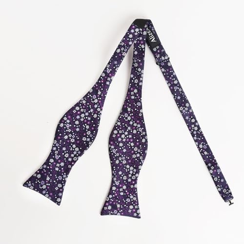 Alizeal Mens 2pcs Classic Floral Pattern Self-tied Bow Tie and Handkerchief Set - color: 045-dark Purple
