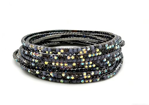 10 Pieces Women's Tennis Bracelet Set 2mm Extra-fine Delicate Rhinestones Adjustable Stackable Stretch Bracelet Wedding Party Jewelry Gifts - color: H-Gray Series