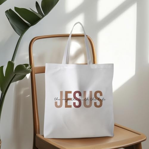 Jesus Tote Bag, Christian Tote Bags for Women, Religious Reusable Grocery Bags - color: Classical Jesus