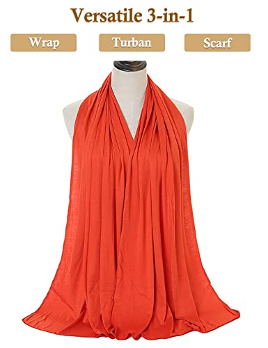 Nonbongoy Head Wraps for Black Women Stretch Headwraps Large Hair Wraps Hijab Scarves for Muslim Head Scarf Turban Headbands - color: 1-orange Headwrap