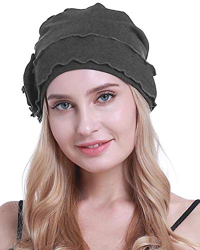 osvyo Chemo Headwear Turban Cap for Women - Cancer Beanie Hair Loss Sealed Packaging - color: Cotton Dark Grey