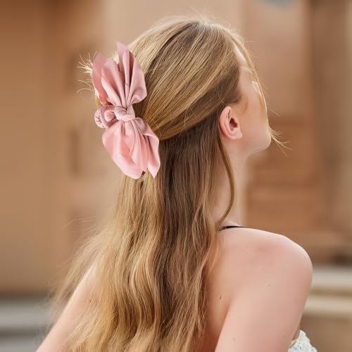 Bow Claw Clips Bow Hair Clips Black White Pink 3PCS Big Hair Bows for Women Butterfly for Styling Large Hair Clips for Thick Hair for Girls Hair Accessories for Teen - color: 3PC-Pink+White+Black