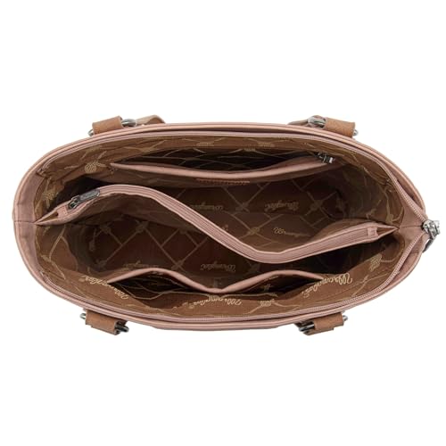 Wrangler Multi Pockets Tote Bag for Women Western Braided Shoulder Bag with Large Capacity for Everyday - color: Rtero-deep Pink