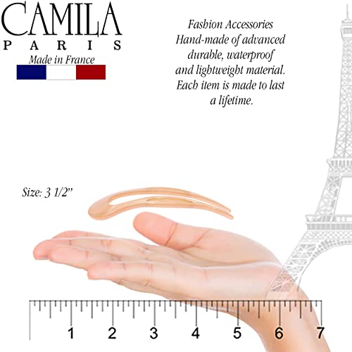 Camila Paris CP3416 French Twist Stick Clip Pins, Peach, Wavy Hair Pin U-Shaped Hair Fork for Girls Spiral Updo Chignon Bun Holder, Fashion Flexible Styling Hair Accessories for Women, Made in France - color: 2-Prong Peach